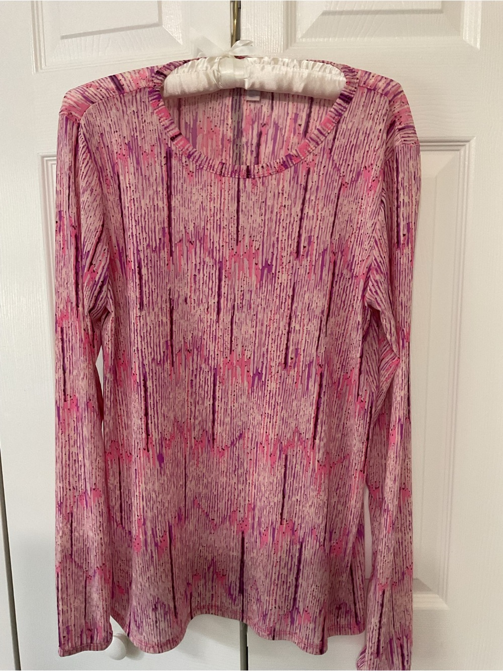 Logo Sheer Women's Pink Patterned Long-Sleeve Top